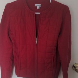 Red Knit Zip Jacket
